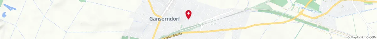 Kartendarstellung des Standorts für Bezirks-Apotheke Gänserndorf in 2230 Gänserndorf